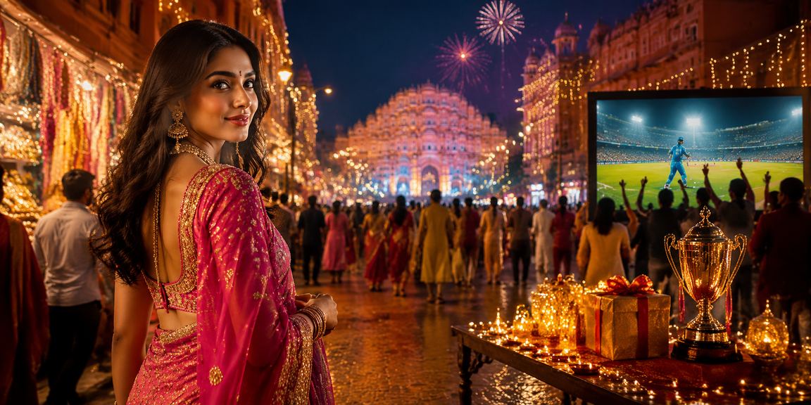 Slot players enjoying festive cricket betting during Diwali season in Jaipur