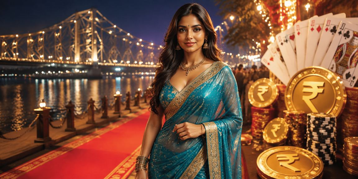 Kolkata Howrah Bridge and Teen Patti players